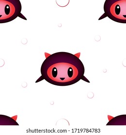 Pattern with a cute cartoon and bubbles. Can be used for textiles, fabrics, wrapping paper, book cover background