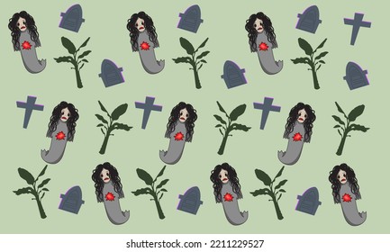 pattern cute cartoon character halloween ghost indonesia