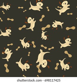 Pattern with cute cartoon dog for kids. Childish background for design of textile, texture, fabric