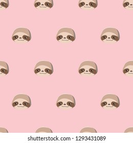 Pattern with cute cartoon sloths.
