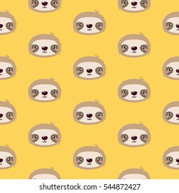 Pattern with cute cartoon sloths.