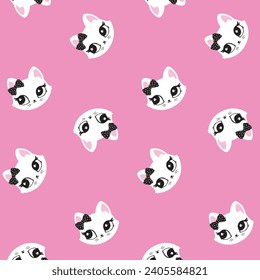 Pattern cute cat kitten cutie kitty. Perfect for baby shower, t-shirt logo, greeting card, poster, swaddle, invitation or print design