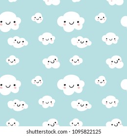 pattern cute cloud on blue background