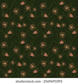 a pattern with cute colors. floral seamless pattern in a modern style. hand-drawn vegetation