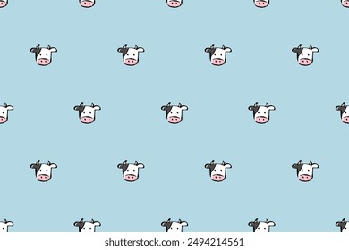 Pattern with cute cows lined up with a touch of brush