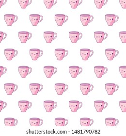 pattern of cute cups kawaii style