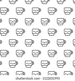 pattern of cute cups kawaii style vector illustration design