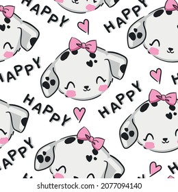 Pattern Cute Dalmatian Puppy Childrens Print seamless Vector Illustration