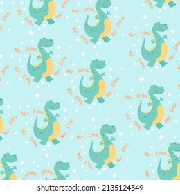 pattern cute dino with stars