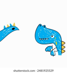 Сhildish pattern with cute dinosaur, baby shower greeting card. Animal seamless background, cute vector texture for kids bedding, fabric, wallpaper, wrapping paper, textile, t-shirt print