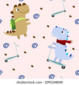 Pattern. Cute dinosaurs. Can be used for paper, textiles, and printing.