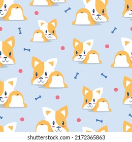 Pattern with cute dog and bones. flat vector illustration.