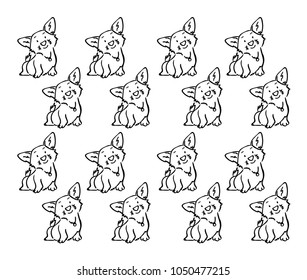 pattern with a cute dog. corgi smiles
