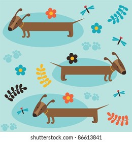pattern with cute dog. vector illustration