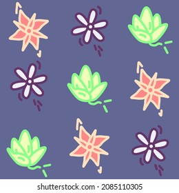 Pattern with cute flowers. Print with flowers. Flowers vector illustration