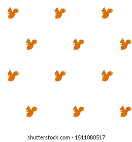 pattern of a cute fluffy orange squirrel with a nut on a white background. For textiles, fabrics, packaging, boxes, cardboard, wrapping paper.
Hand drawn cartoon style. Vector
