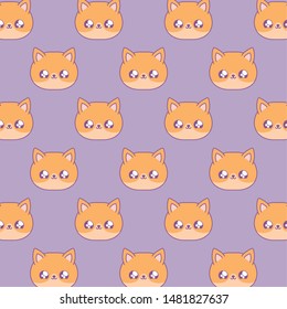 pattern of cute foxes baby animals kawaii style