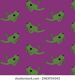The pattern is a cute frog lying and dreaming
