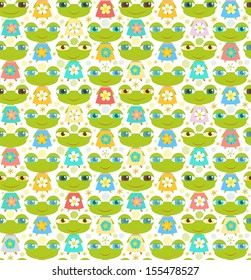 Pattern with cute  frogs