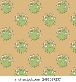 A pattern of cute green monsters for kids