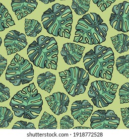 Pattern cute green tropical palms