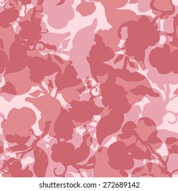 Pattern of cute hand drawn retro pink flowers . Flowers in grunge style. Pattern for decoration, banners and flayers.