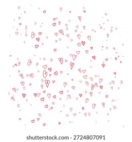 Pattern with cute hand-drawn red hearts on white background. Creative minimalist design for Valentine's Day gift wrapping paper, wedding textiles, romantic wallpapers, and festive digital backgrounds