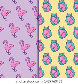 pattern cute heads of cute ponies and flemish