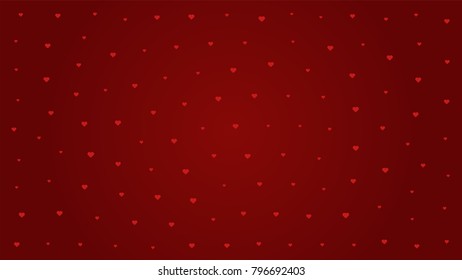 Pattern Cute Hearts On Deep Red Background For Valentines Day Holiday Vector Illustration Romantic Wallpaper Or Wrapping Paper