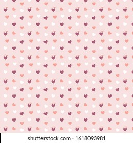 pattern of cute hearts on a pink background. ready to use. printed collection of hand drawn packaging valentines day in blue purple white hearts