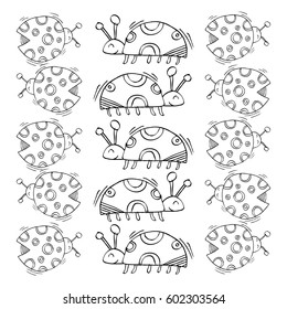 Pattern with cute  ladybugs. 