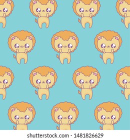 pattern of cute lions baby animals kawaii style