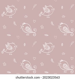 Pattern with cute little birds. For children's textiles and printing. Seamless pattern