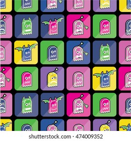 Pattern of cute little cartoon ghosts .Pattern can be used for wallpaper, cover fills, web page background, surface textures. 
