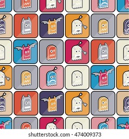 Pattern of cute little cartoon ghosts .Pattern can be used for wallpaper, cover fills, web page background, surface textures. 