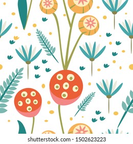 Pattern with cute modern stylish flowers. Endless texture for your design, greeting cards, announcements, posters.