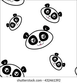 Pattern with cute pandas on white background vector