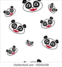 Pattern with cute pandas on white background vector