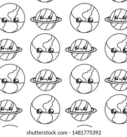 pattern of cute planets saturn with world earths kawaii style