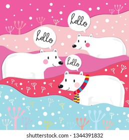 Pattern with Cute Polar bear vector illustration,Adorable pattern with funny  Polar bear,Funny colorful vector pattern with cute Polar bear,Hand drawn 