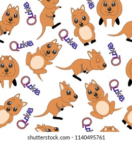 pattern with cute quokka animal australia. vector illustration. Cute cartoon