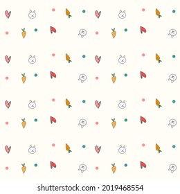 Pattern cute rabbit carrots heart.wallpaper vector and illustration.
