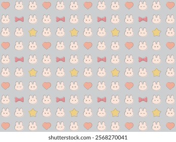 pattern cute rabbits various expressions