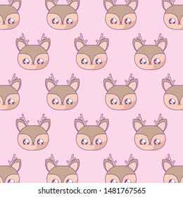 pattern of cute reindeer baby kawaii style