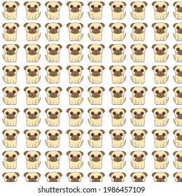 Pattern Cute sad pug . Dog for children's textiles . Clothing for kids . Linens . Pajamas for girls and boys .