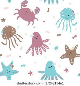 pattern with cute sea animals
