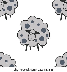 A pattern of cute sheep.Scandinavian style. Design for kitchen, textiles, children's clothing, babies. Farm animals in a cartoon style. Cute children's illustration with sheep.