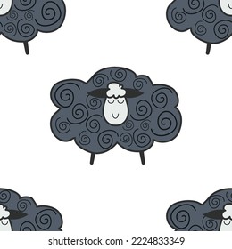 A pattern of cute sheep.Scandinavian style. Design for kitchen, textiles, children's clothing, babies. Farm animals in a cartoon style. Cute children's illustration with sheep.