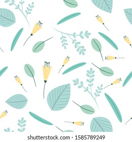 Pattern with cute stylish modern flowers. Endless texture for your design, greeting cards, announcements, posters