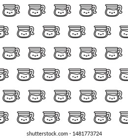 pattern of cute teapots kawaii style